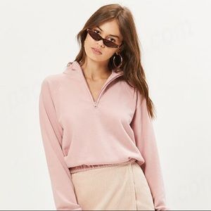 Pacsun Pink Cropped Half Zip Sweatshirt